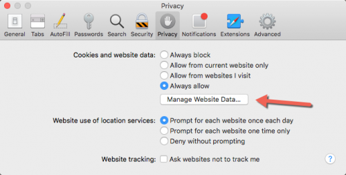 Verwijder cookies in Safari browser